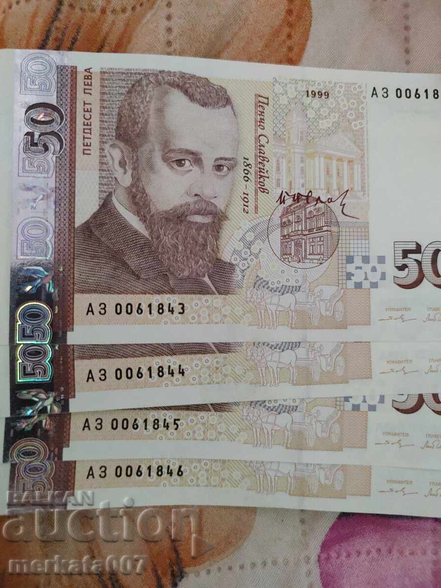 50 leva din 1999 cu număr mic 00..... și două litere identice