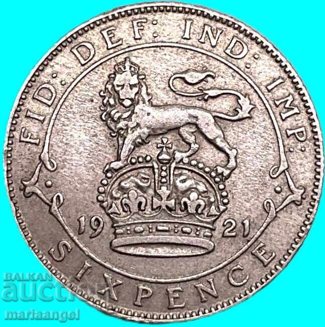 6 pence 1921 Marea Britanie George V argint - 5