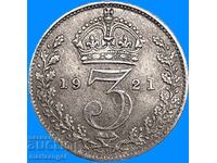 3 Πένες 1921 Ηνωμένο Βασίλειο ασήμι Πατίνα