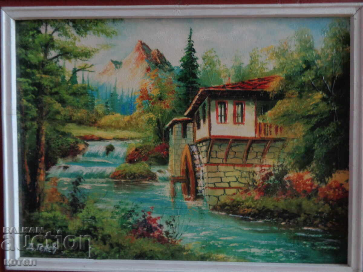Licitație Vând tablou original în ulei „Peisaj tradițional”