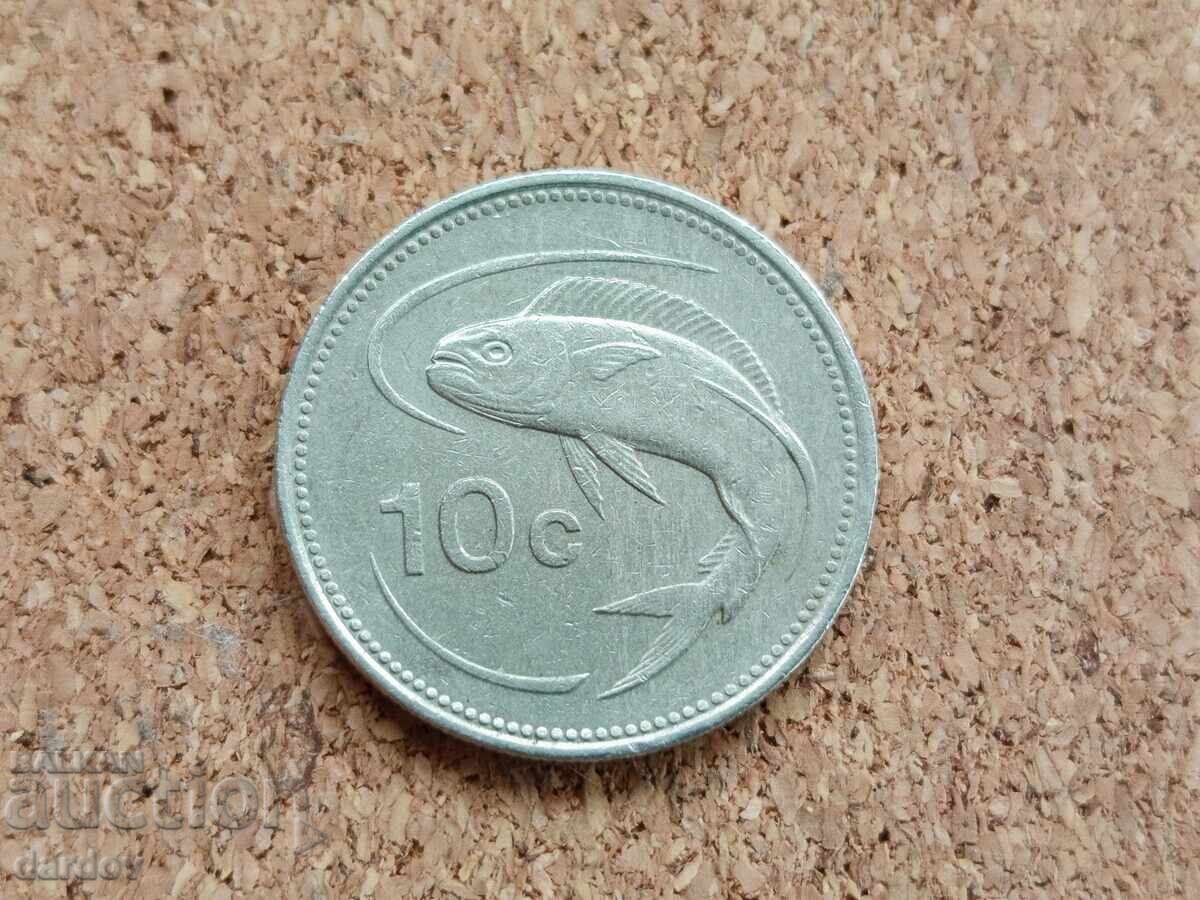 Malta 10 cenți, 1986