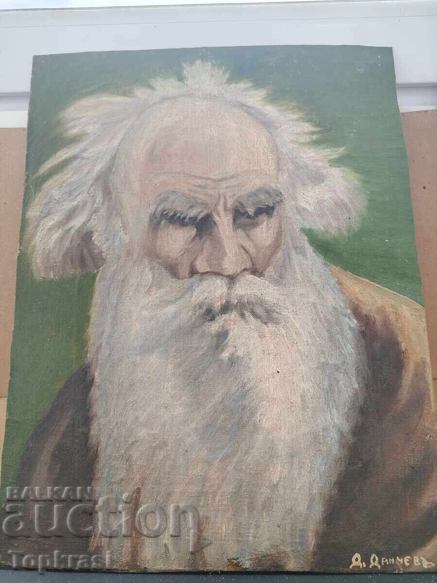 Portretul lui Lev Tolstoi – Pictat manual „D. Danchev” Portretul lui Lev Tolstoi – Pictat manual „D. Danchev”