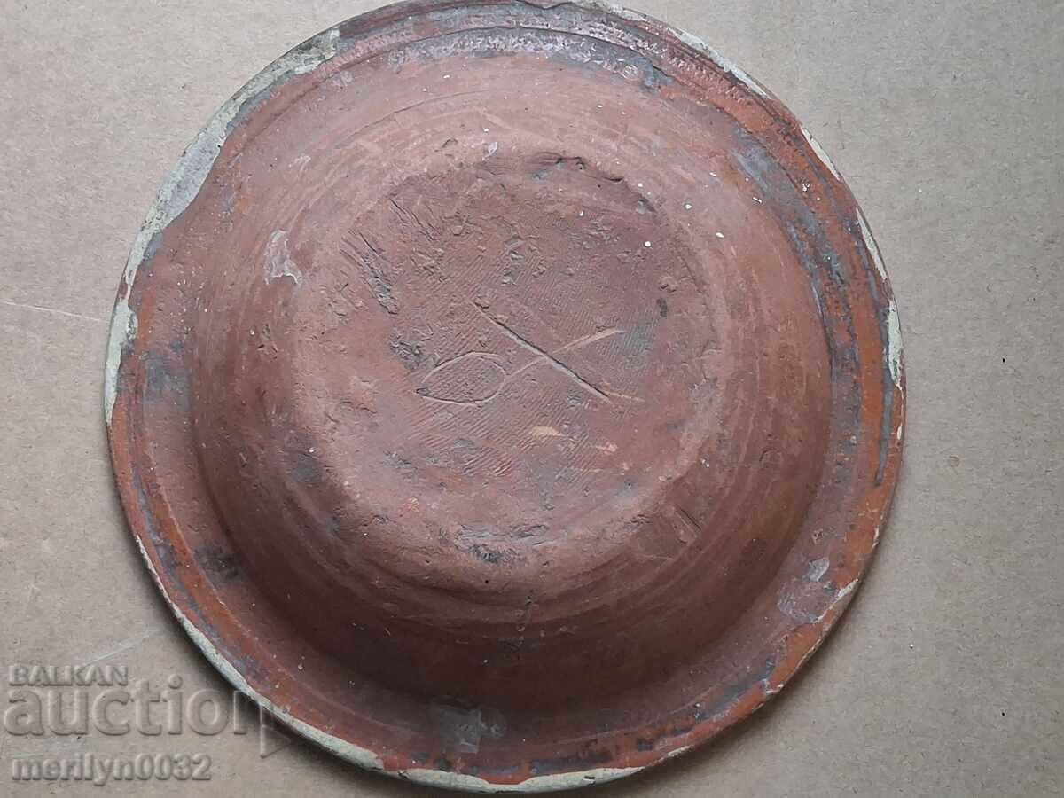 Oală veche de lut, ceramică, farfurie - 5