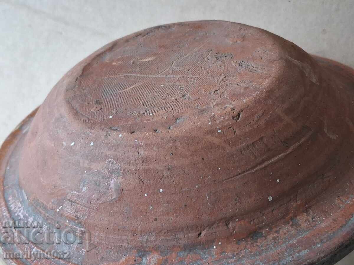 Oală veche de lut, ceramică, farfurie - 6