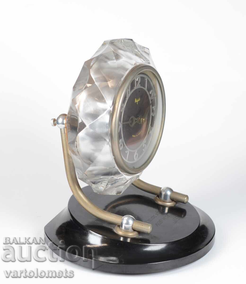 Auction Mayak Crystal Weekly Mechanical Clock USSR - working Auction Mayak Crystal Weekly Mechanical Clock USSR - working