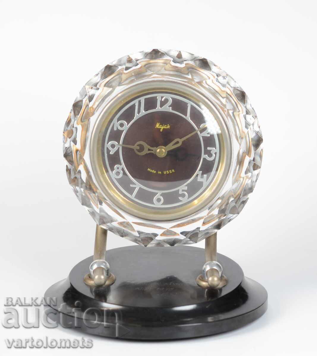 Mayak Crystal Weekly Mechanical Clock USSR - working Mayak Crystal Weekly Mechanical Clock USSR - working