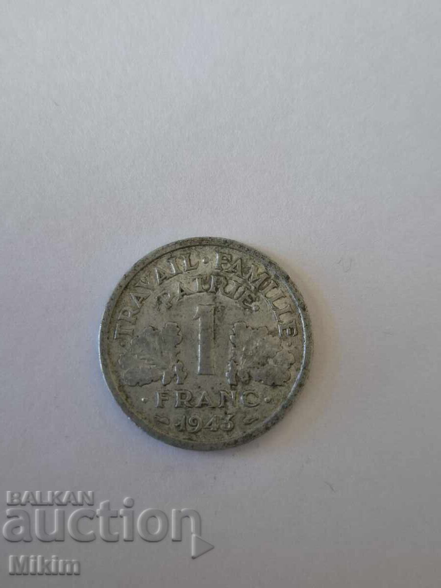 Монета 1 франк 1943г. Франция1