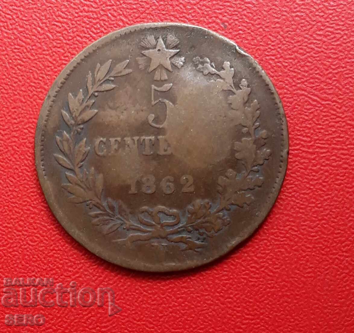 Italy-5 cents 1862 N-Naples