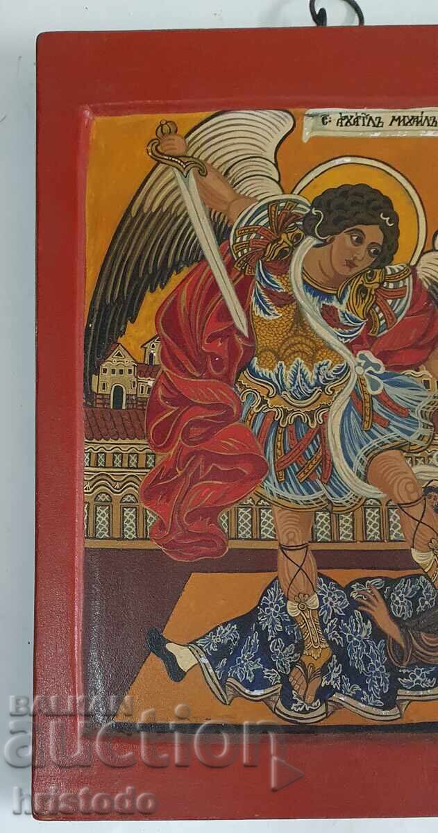 Licitație Veche icoană pictată "Arhanghelul Mihail"
