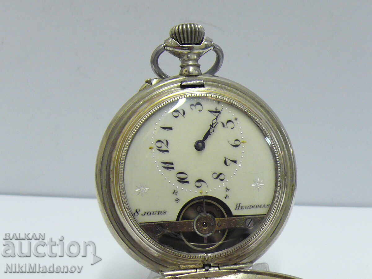 HEBDOMAS 8-day mechanical pocket watch, working BZC!!! with price € 1.00 | 1.96 BGN