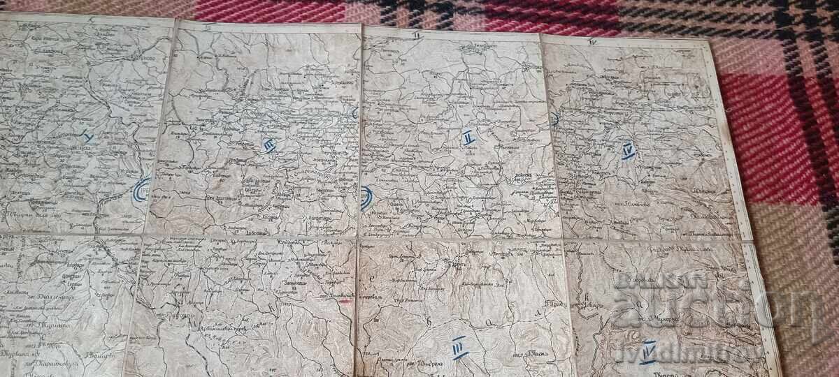 Δημοπρασία Στρατιωτικός χάρτης σε ύφασμα Καζανλούκ - Έλενα 1915