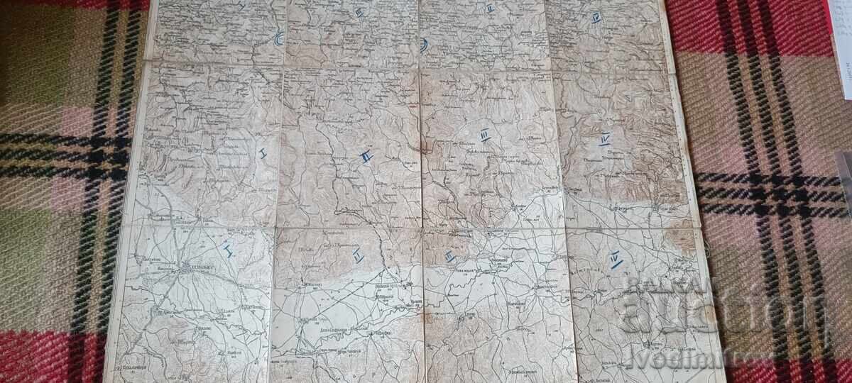 Στρατιωτικός χάρτης σε ύφασμα Καζανλούκ - Έλενα 1915