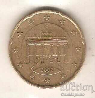 Germania 20 eurocenți 2002 G cu preț € 0.30 | 0.59 BGN