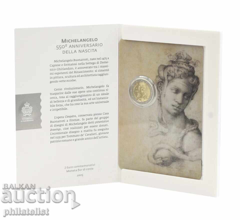 Licitație San Marino 2025 – 2 euro – Michelangelo BU