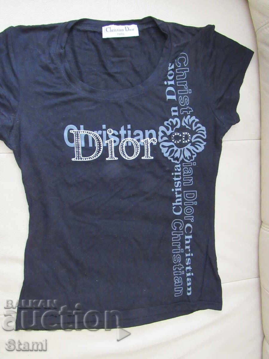 Μαύρο γυναικείο T-shirt CHRISTIAN DIOR, μέγεθος M