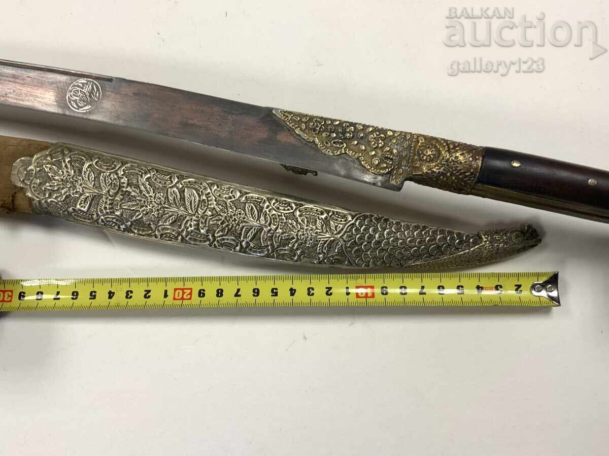 Iatagan kaniya cu montură din corn de rinocer, incrustații, lamă din secolul al XIX-lea - 8