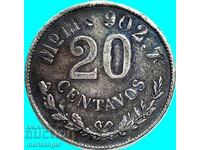 Мексико 20 центавос 1904 минт 258x. бр. 5.42г проба 902 србр