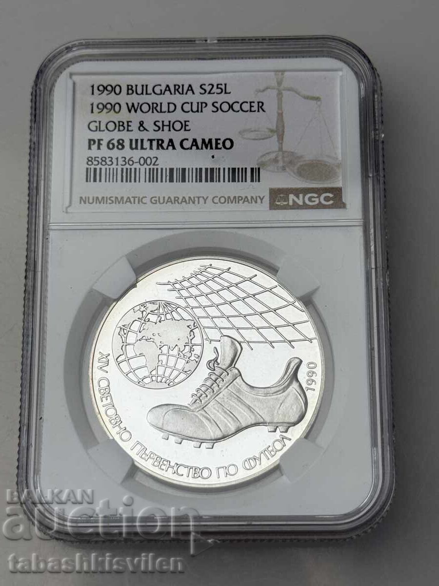 25 leva 1990 g. Gheată de fotbal NGC PF 68 25 leva 1990 g. Gheată de fotbal NGC PF 68