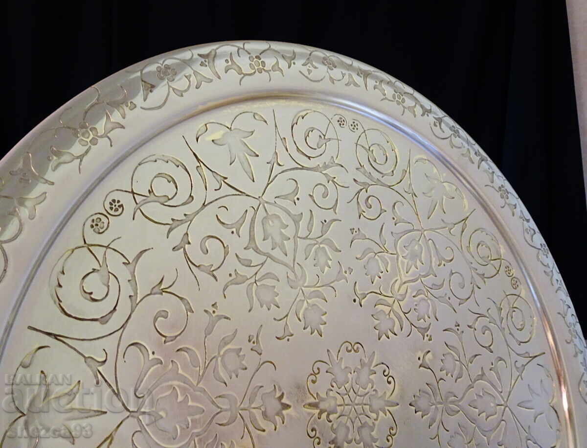 Livrarea Tavă din bronz argintat 36 cm, 780 gr, gravată