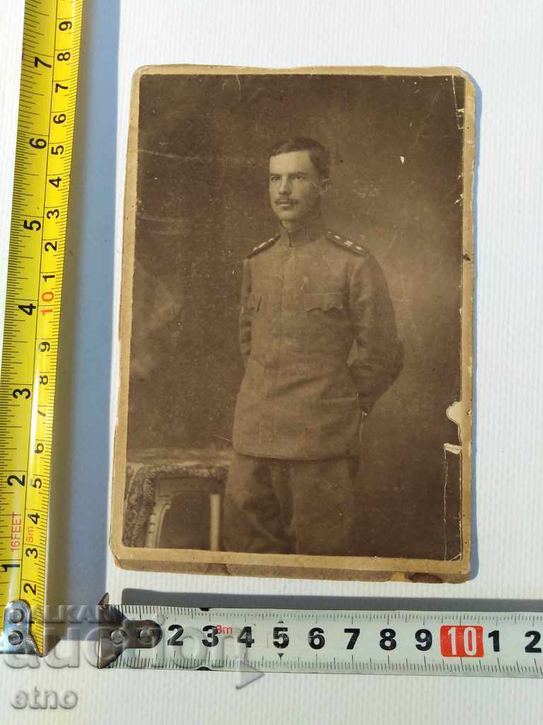 1918 FOTOGRAFIE ȚARISTĂ PE CARTON - SABIE, PUȘCĂ, ORDIN, BAIONETĂ, UNIFORMĂ