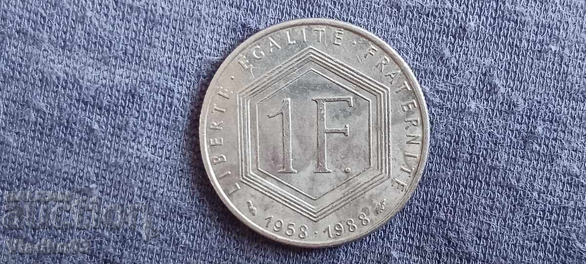 Franța 1 franc 1988