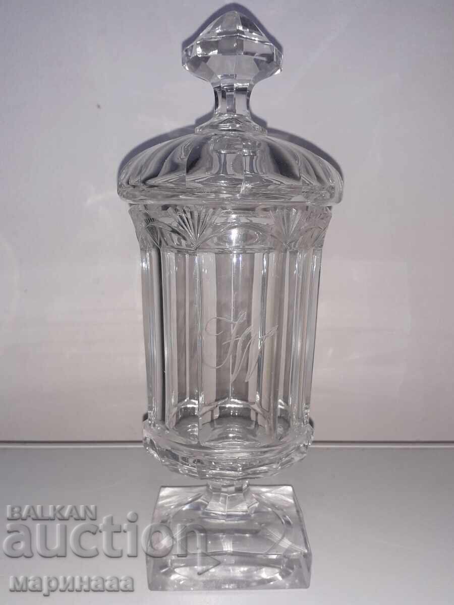 BOMBONIERĂ VECHE DIN CRISTAL. SECOLUL AL XIX-LEA