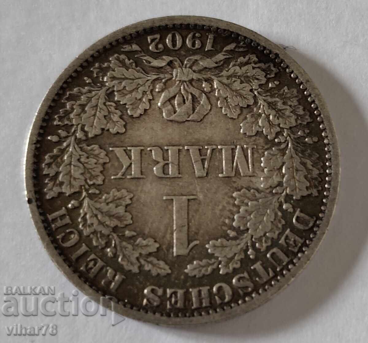 Аукцион СРЕБЪРНА МОНЕТА ОТ 1 Марка 1902г Аукцион СРЕБЪРНА МОНЕТА ОТ 1 Марка 1902г
