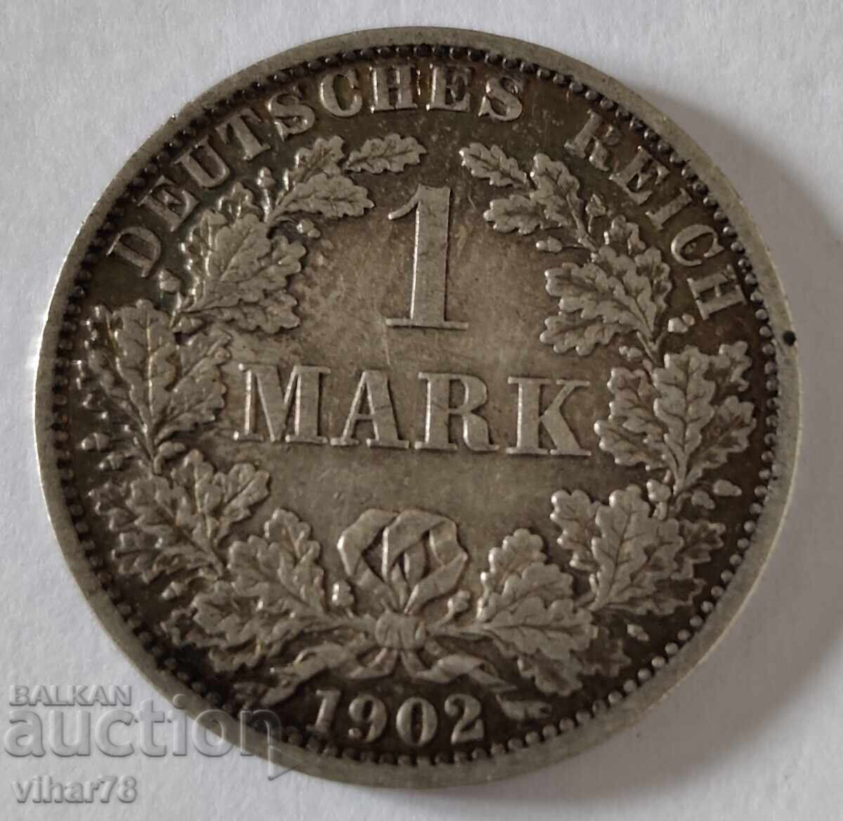 СРЕБЪРНА МОНЕТА ОТ 1 Марка 1902г СРЕБЪРНА МОНЕТА ОТ 1 Марка 1902г