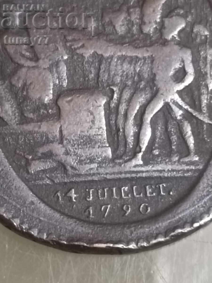 Livrarea Medalion francez rar, Revoluția Franceză din 14 iulie 1790