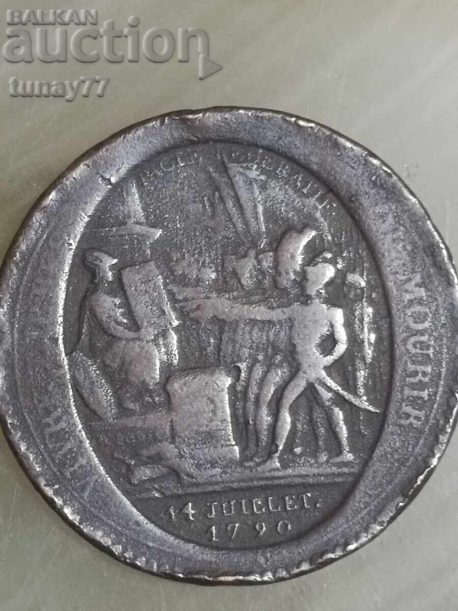 Medalion francez rar, Revoluția Franceză din 14 iulie 1790 - 5
