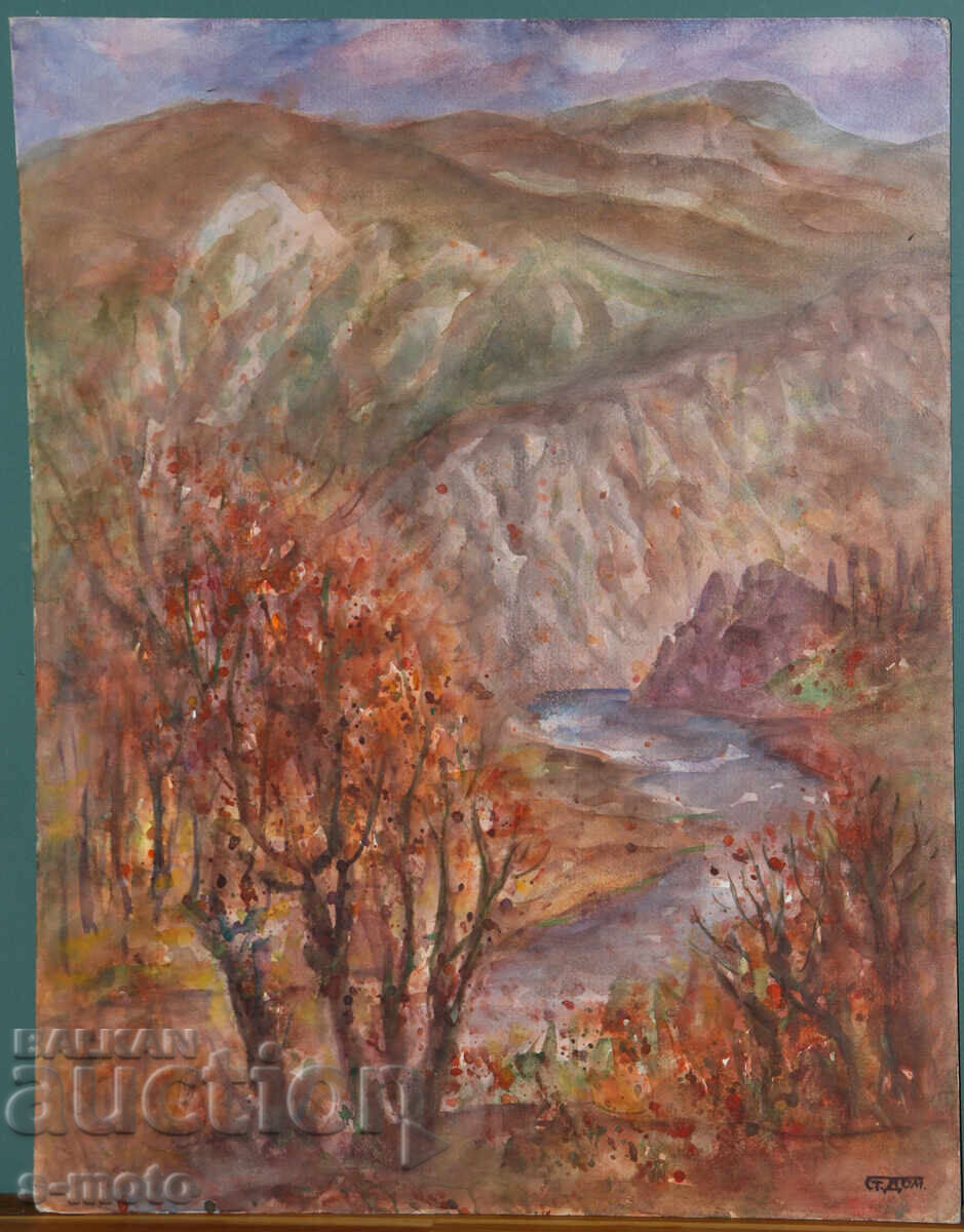Stoian Domuschiev / 1935 - 2021 / Acuarelă, peisaj cu preț € 200.00 | 391.17 BGN