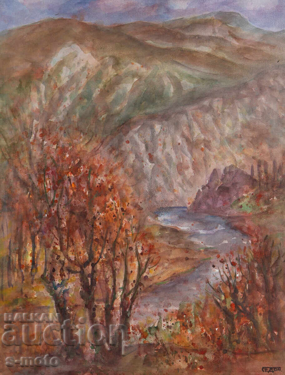 Licitație Stoian Domuschiev / 1935 - 2021 / Acuarelă, peisaj