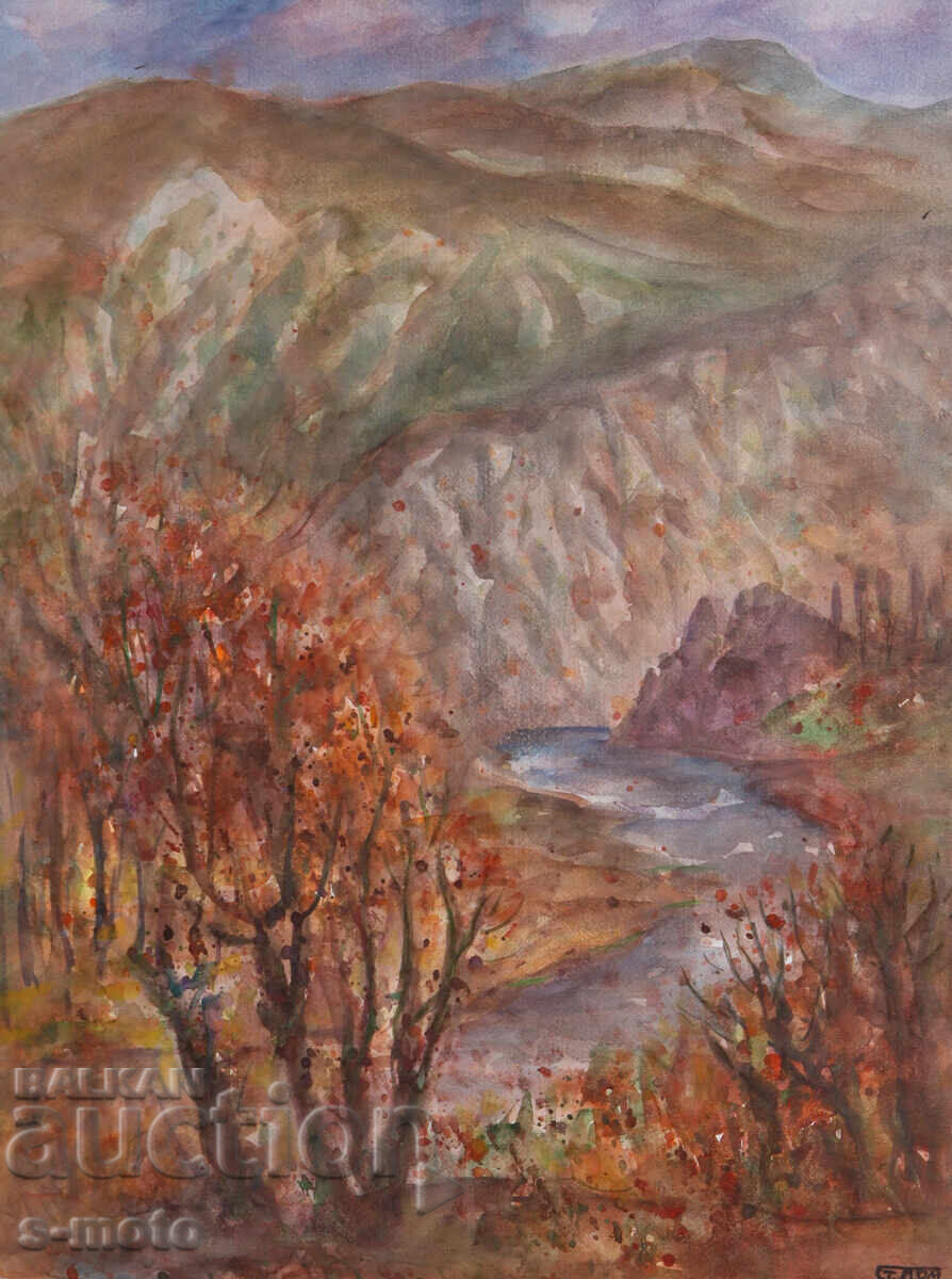 Stoian Domuschiev / 1935 - 2021 / Acuarelă, peisaj