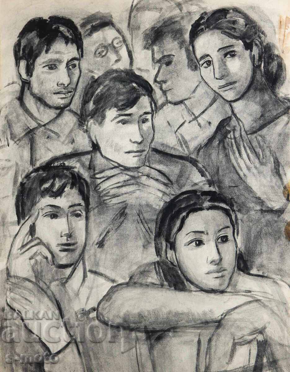 Licitație Mara Țonceva ( 1906 - 1989 ) acuarelă compoziție figurativă Licitație Mara Țonceva ( 1906 - 1989 ) acuarelă compoziție figurativă