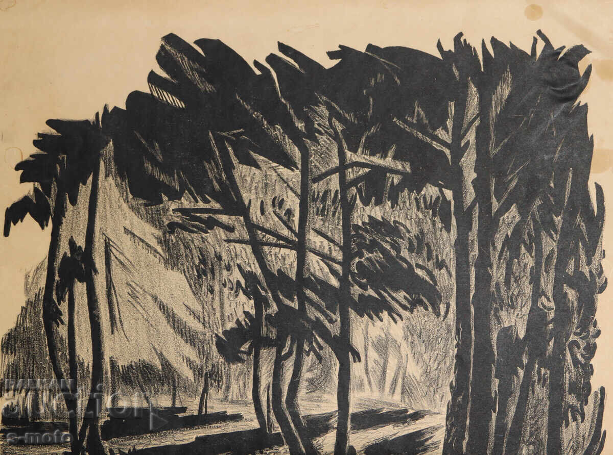 Delivery of Petrana Klisurova ( 1908 - 1995 ) lithograph landscape