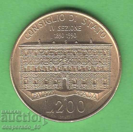 (¯`'•.¸ 200 lire 1990 ITALIA UNC- ¸.•'´¯)