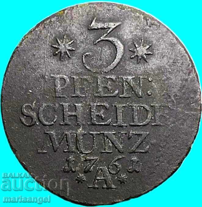 3 пфенига 1761 Германия Прусия А - Берлин крал Friedrich II - 6 3 пфенига 1761 Германия Прусия А - Берлин крал Friedrich II - 6