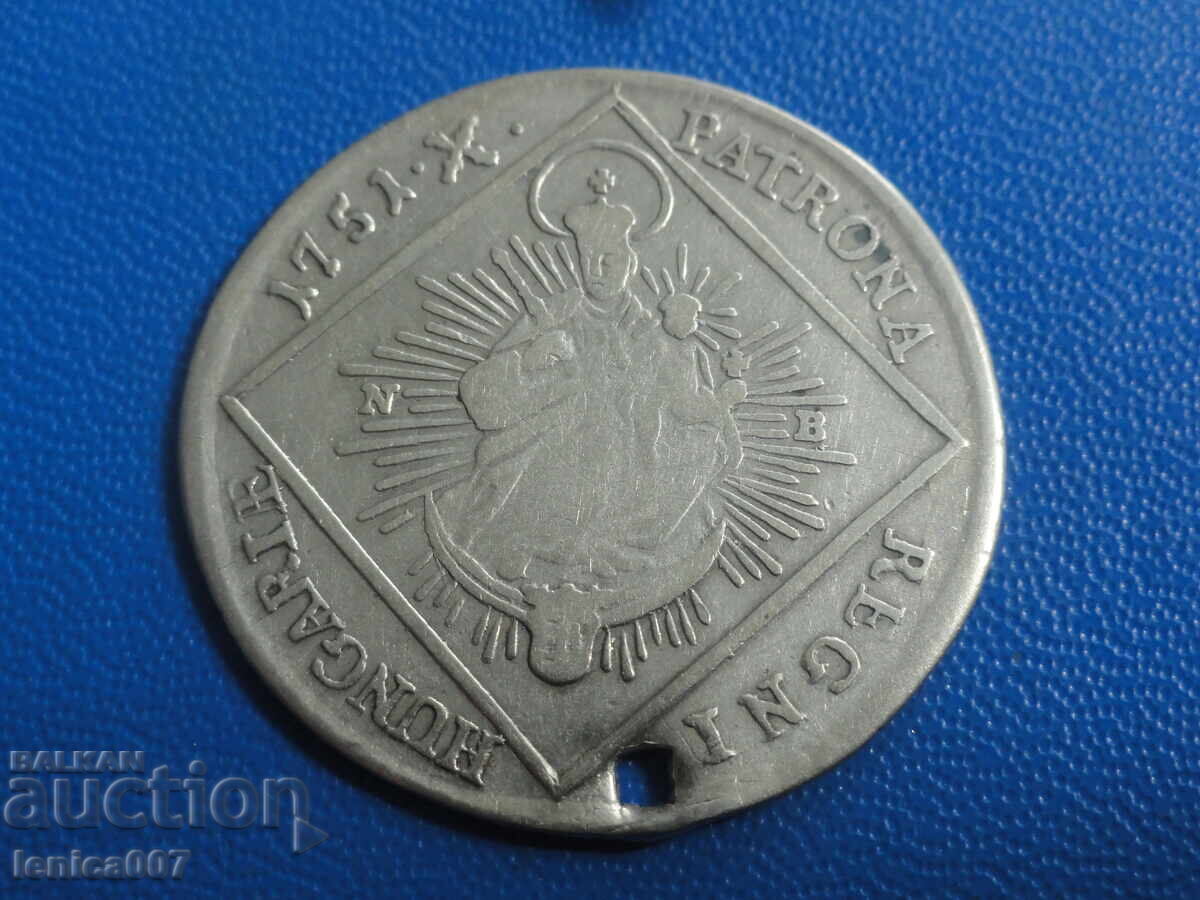 Licitație Ungaria 1751 - 30 creițari ''Maria Tereza'' (Ag) R
