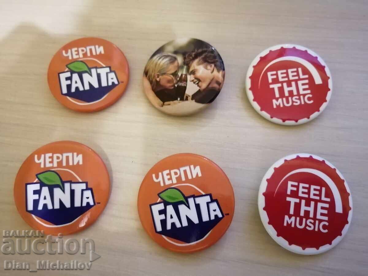 Lot insigne Coca Cola și Fanta Lot insigne Coca Cola și Fanta
