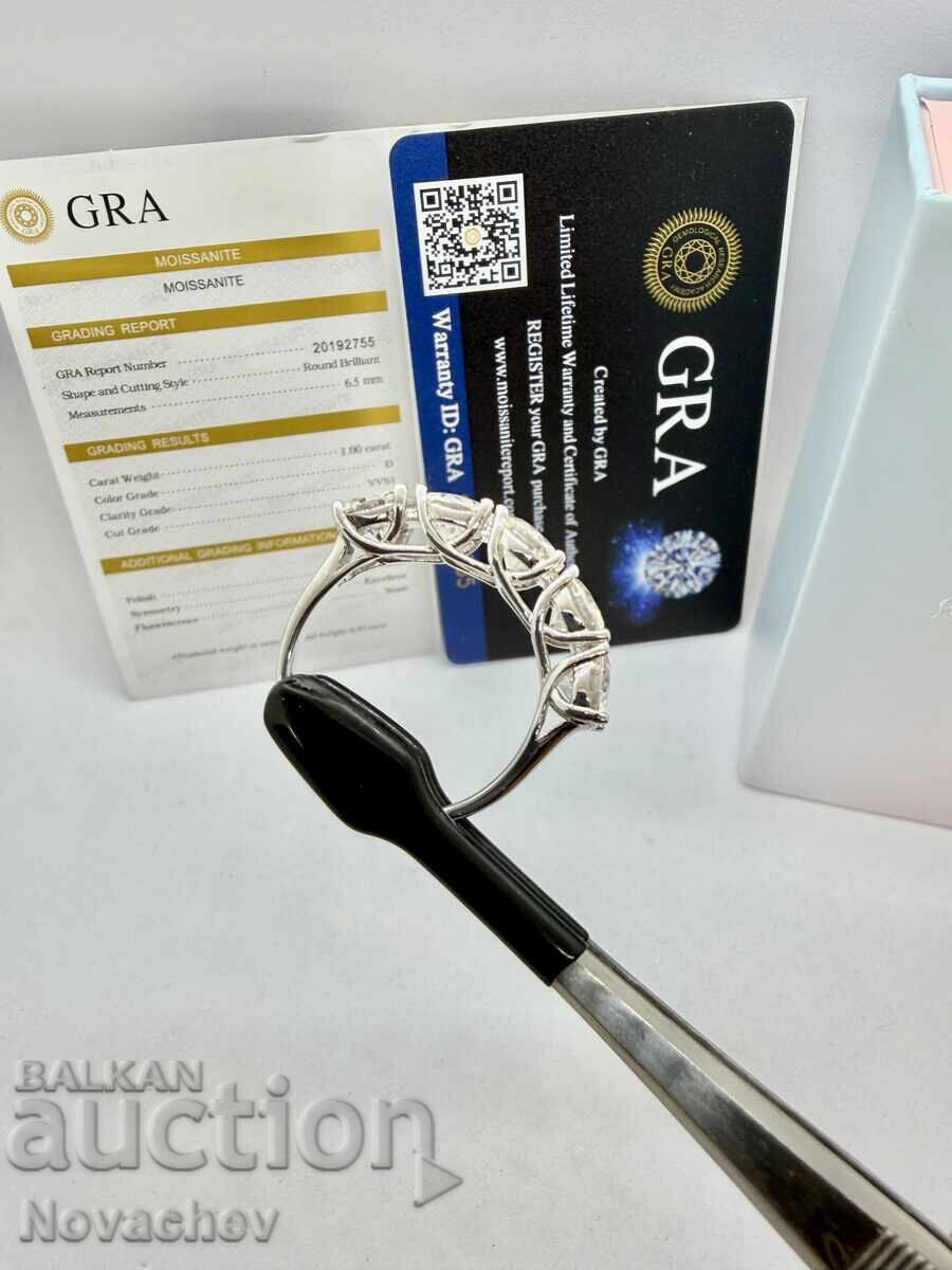 Silver ring with moissanite (diamond) 5 carats - 5