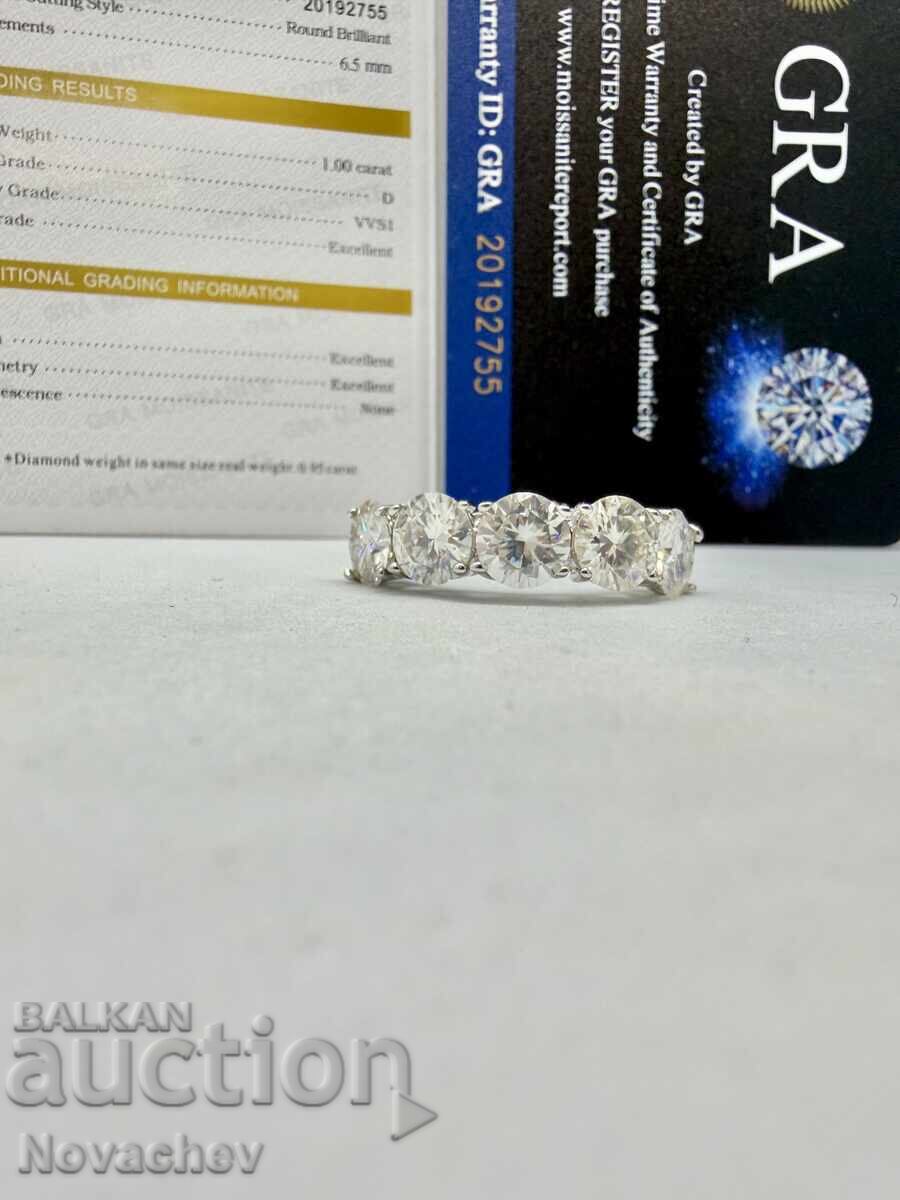 Silver ring with moissanite (diamond) 5 carats