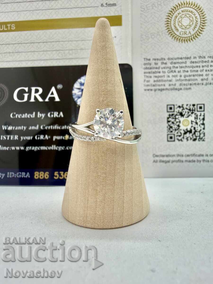Licitație Inel din argint cu moissanite (diamant) 1 carat