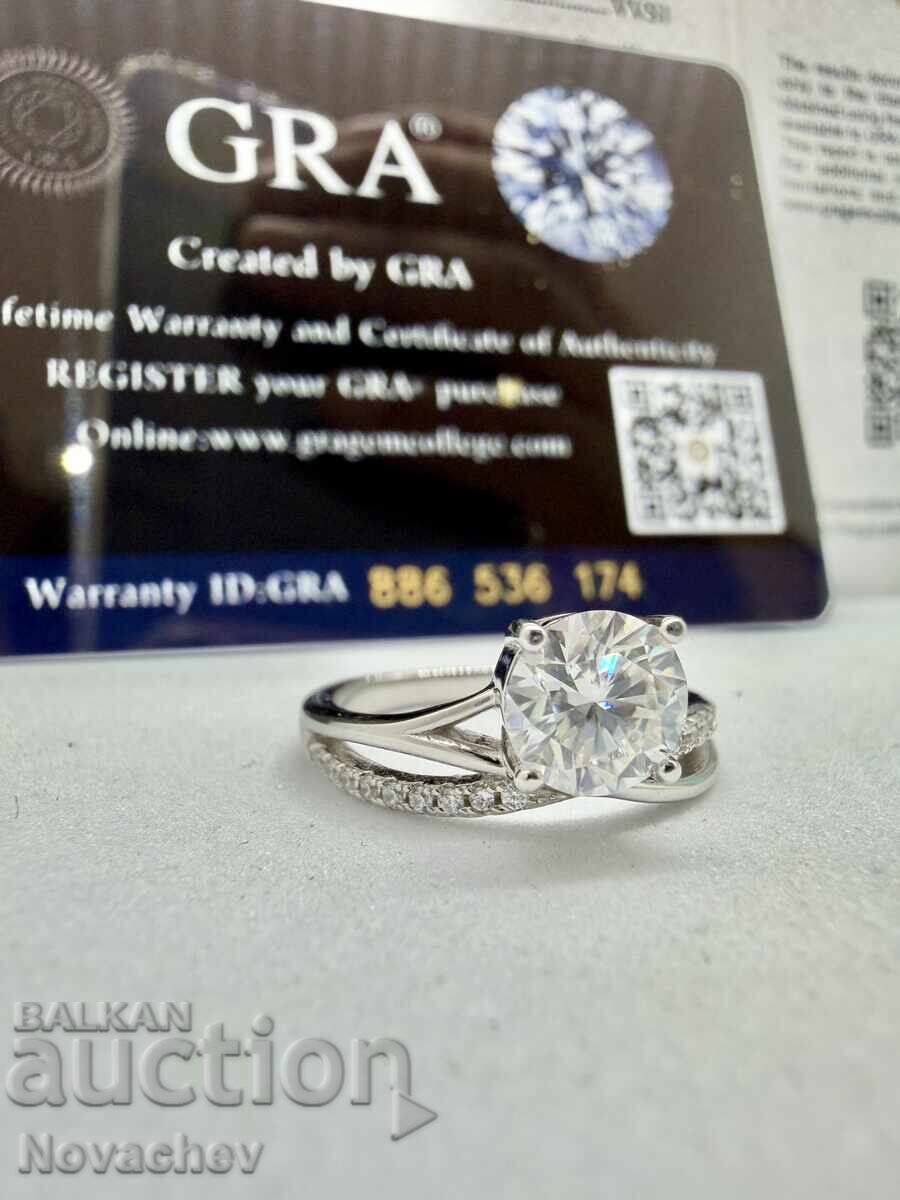 Livrarea Inel din argint cu moissanite (diamant) 1 carat