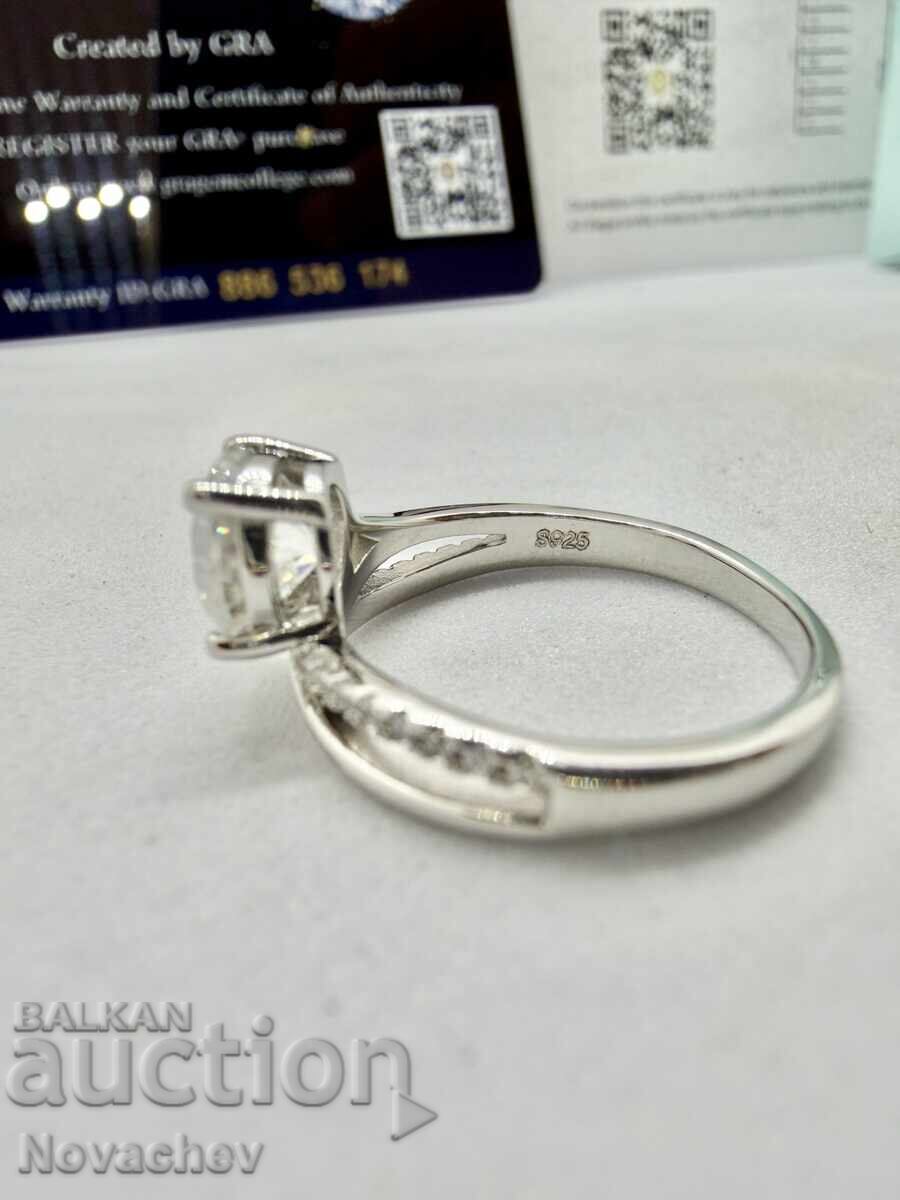 Inel din argint cu moissanite (diamant) 1 carat - 5