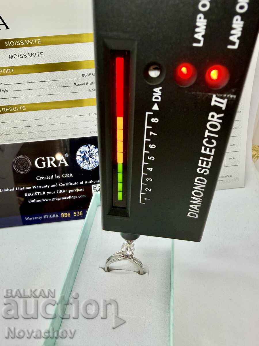 Inel din argint cu moissanite (diamant) 1 carat - 6