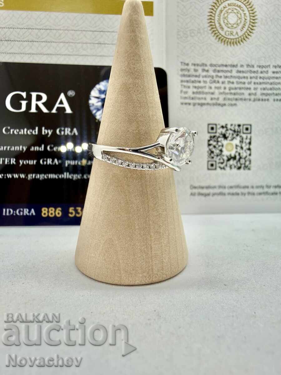 Inel din argint cu moissanite (diamant) 1 carat - 7
