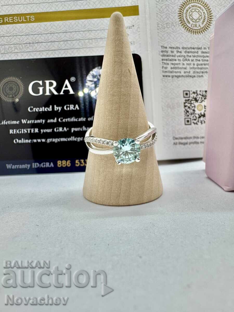 Licitație Inel din argint cu moissanite (diamant) 1 carat