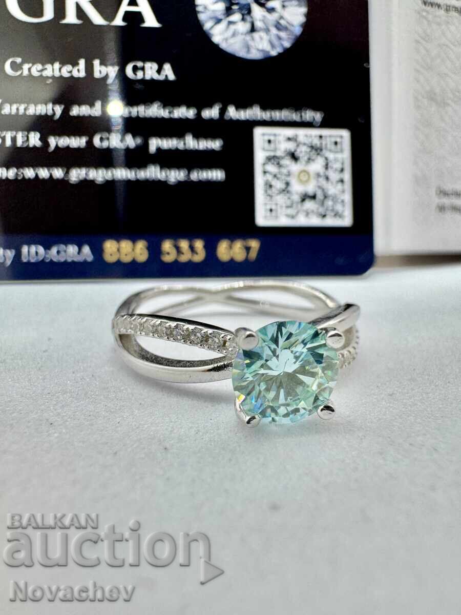 Livrarea Inel din argint cu moissanite (diamant) 1 carat