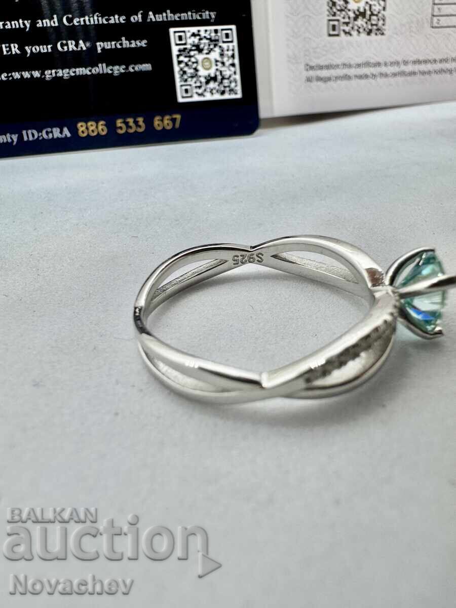 Inel din argint cu moissanite (diamant) 1 carat - 5