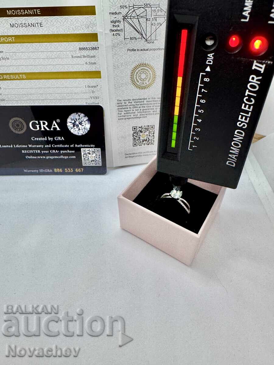 Inel din argint cu moissanite (diamant) 1 carat - 7
